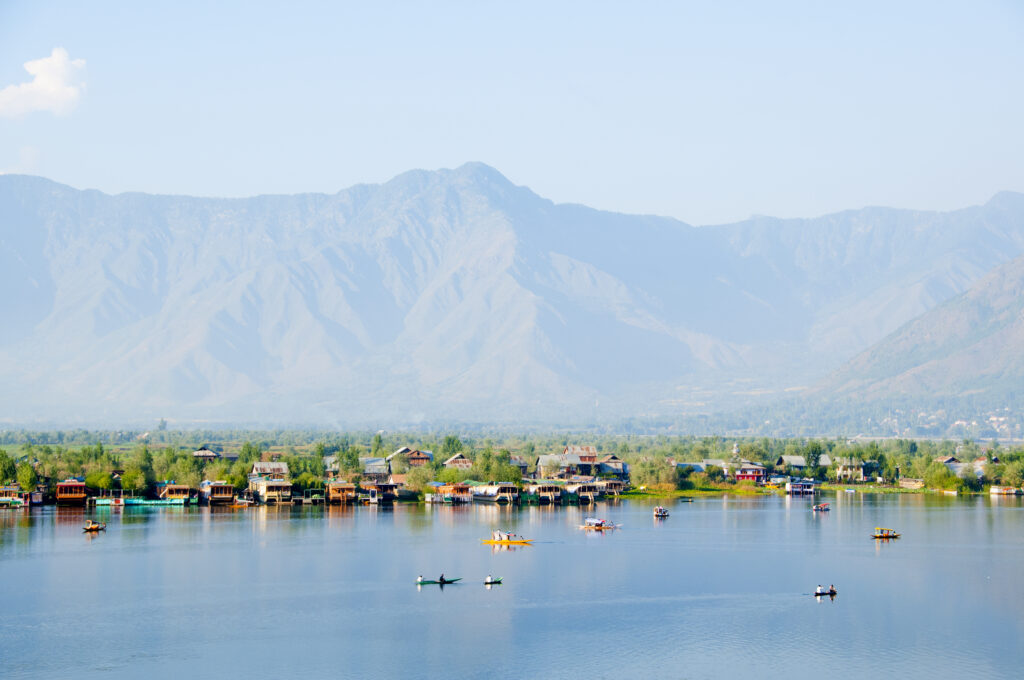 Aerial view of Dal Lake, Srinagar Jammu and Kashmir, India